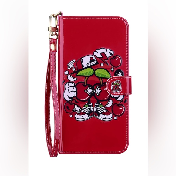 5for$10 Samsung Galaxy S10 Apples Cartoon Flip Wallet Leather Case 3 Card Slot - Picture 4 of 9
